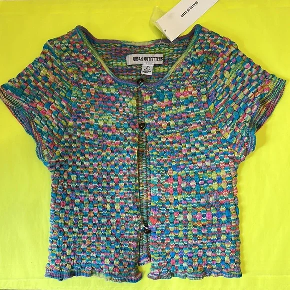 UO🌈Piper Keyhole Bubble Sweater Top in Rainbow🌈 - Picture 6 of 9